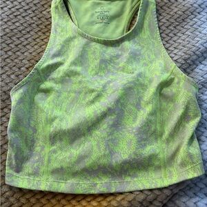 Sweaty Betty Workout Neon Green Snake print Crop Athletic top size Women’s Large